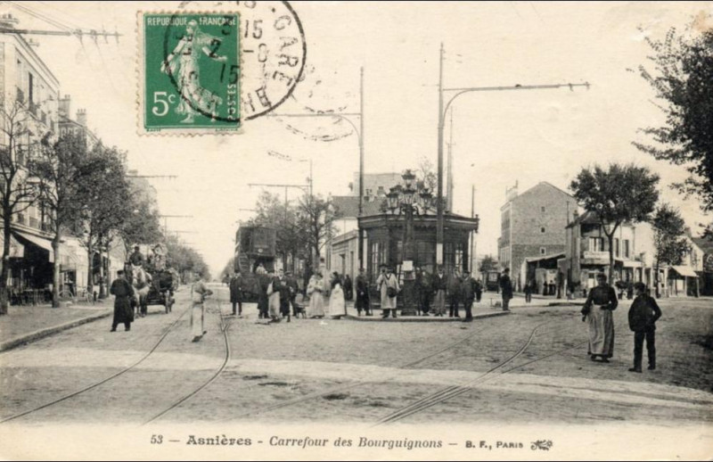Carte postale ancienne Asnieres-sur-Seine.Carrefour des Bourguignons