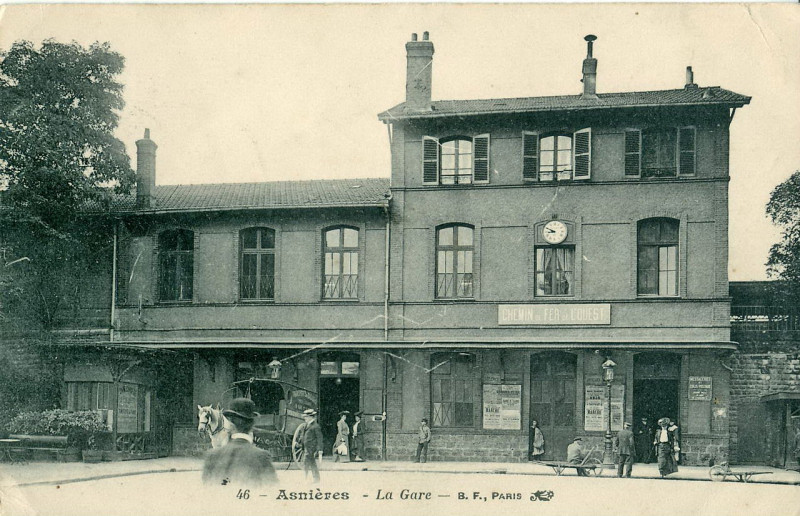 Carte postale ancienne Bf 46 - Asnieres - La gare