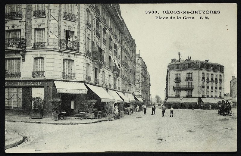 Carte postale ancienne Bécon-les-Bruyères - Place de la Gare à Asnières-sur-Seine