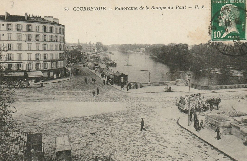 Carte postale ancienne Courbevoie.Pont de Courbevoie.Panorama