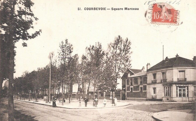 Carte postale ancienne Courbevoie.Square Marceau