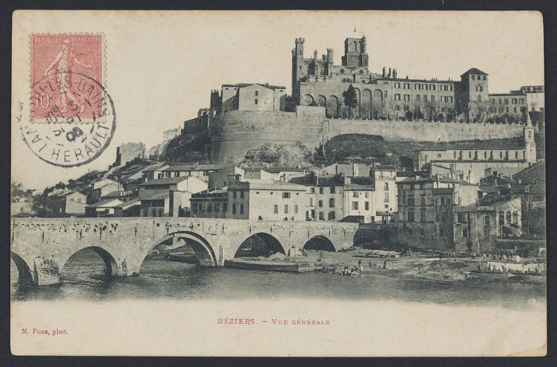 Carte postale ancienne Béziers vue générale 1906 - Archives départementales de l'Hérault - FRAD034-2FICP-00856-00001