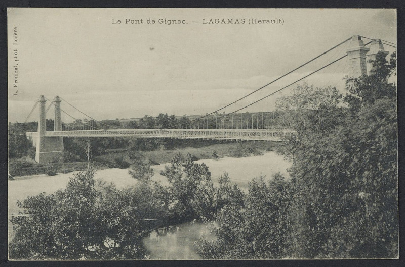 Carte postale ancienne Lagamas le pont de Gignac - Archives départementales de l'Hérault - FRAD034-2FICP-05681-00001