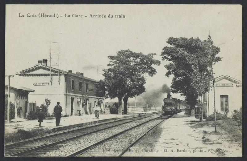 Carte postale ancienne Le Crès la gare - Archives départementales de l'Hérault - FRAD034-2FICP-01290-00001