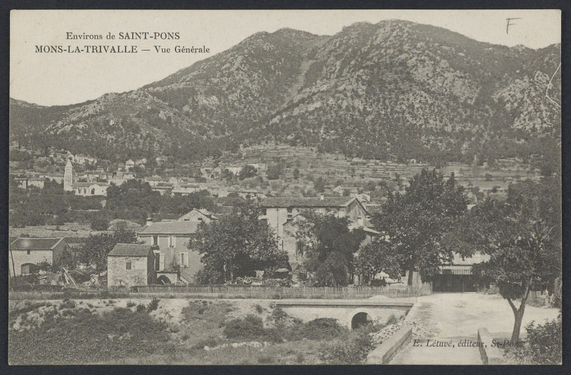 Carte postale ancienne Mons la Trivalle vue générale - Archives départementales de l'Hérault - FRAD034-2FICP-02303-00001