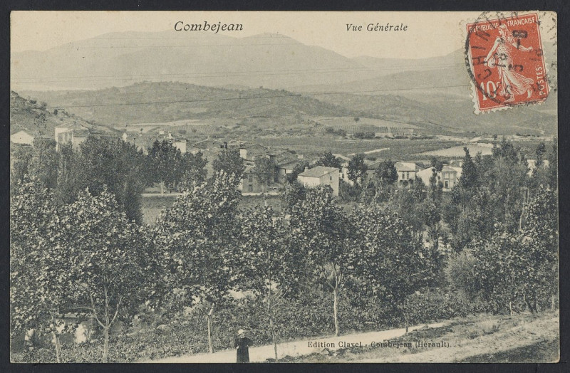 Carte postale ancienne Pierrerue vue générale de Combejean - Archives départementales de l'Hérault - FRAD034-2FICP-00021-00001
