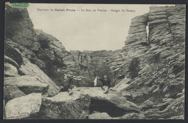 Carte postale ancienne Prémian saut de Vesoles gorges du bureau 1913 - Archives départementales de l'Hérault - FRAD034-2FICP-03145-00001