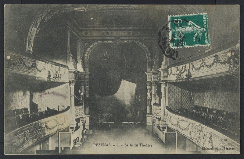 Carte postale ancienne Pézénas Salle Théâtre 1ère moitié Xxe siècle - Archives départementales de l'Hérault - FRAD034-2FICP-05973-00001
