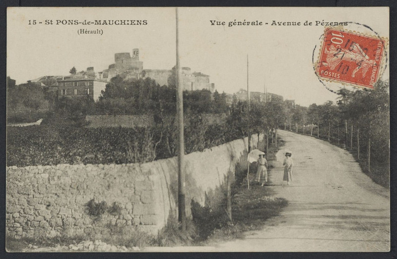 Carte postale ancienne Saint-Pons-de-Mauchiens vue générale - Archives départementales de l'Hérault - FRAD034-2FICP-04465-00001