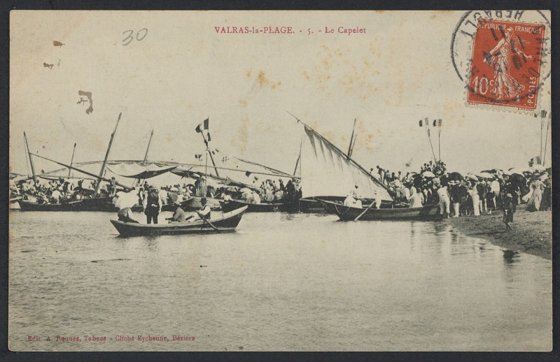 Carte postale ancienne Valras Plage Le Capelet 1911 - Archives départementales de l'Hérault - FRAD034-2FICP-04701-00001