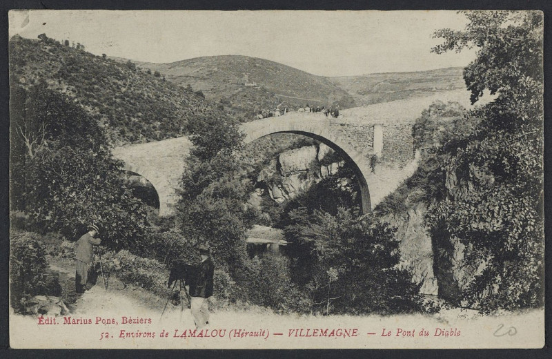Carte postale ancienne Villemagne le pont du diable 1914 - Archives départementales de l'Hérault - FRAD034-2FICP-03194-00001