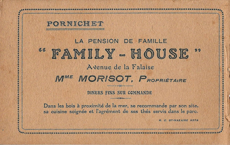Carte postale ancienne Pornichet-Fr-44-Pension Morisot-a2