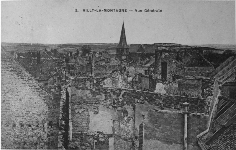 Carte postale ancienne Rilly dégats 1GM 1005436