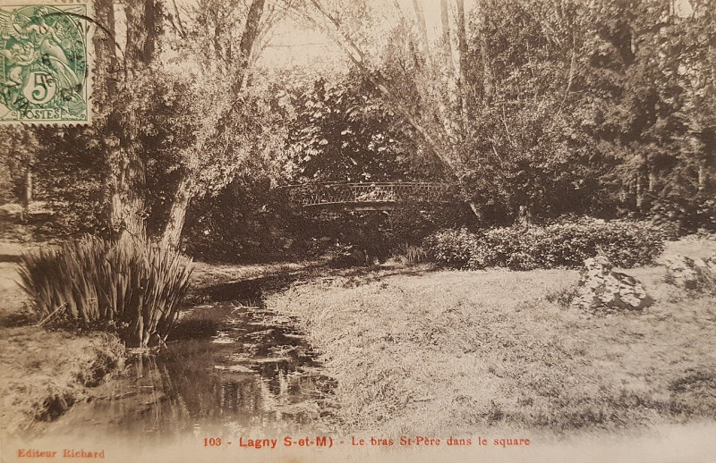 Carte postale ancienne L1611 - Lagny-sur-Marne - Le bras saint-Père dans le square
