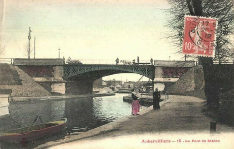 Carte postale ancienne Aubervilliers.Pont de Stains