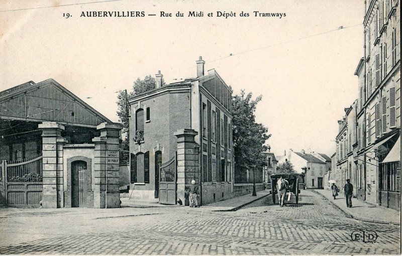 Carte postale ancienne Eld 19 - Auber - Rue du Midi et Dépôt des Tramways