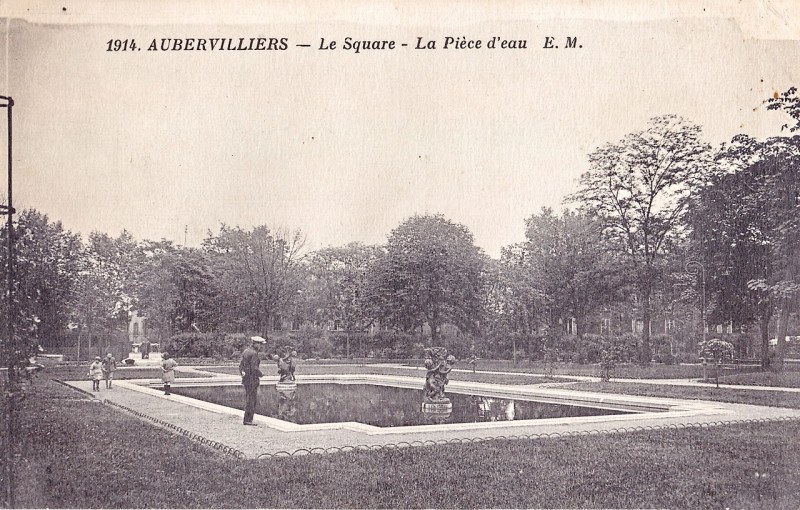 Carte postale ancienne Em 1914 - Auber - Le Square - La Pièce d'eau