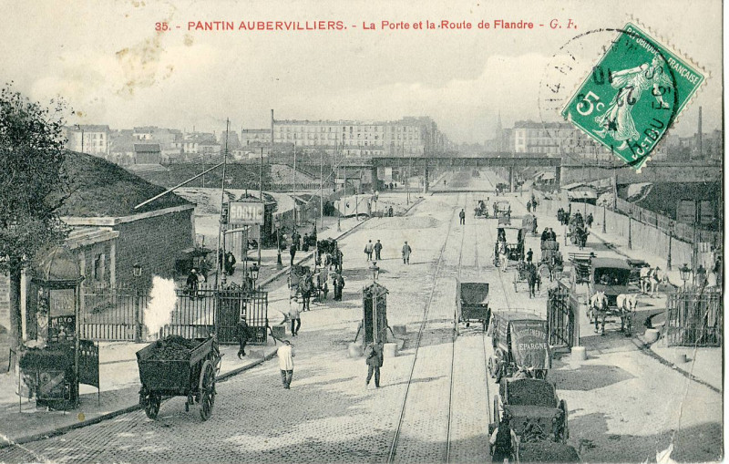 Carte postale ancienne Gf 35 - Pantin Aubervilliers - La Porte et la Route de Flandre