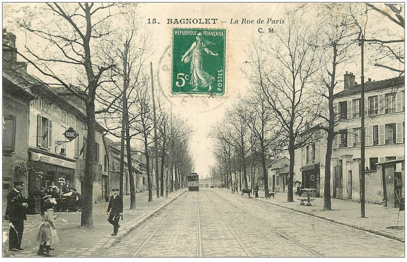 Carte postale ancienne Bagnolet.Rue de Paris.1916