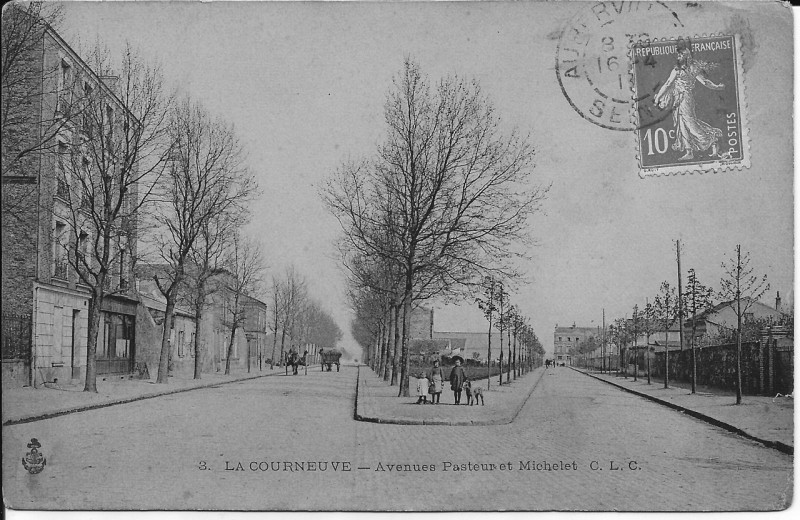 Carte postale ancienne La Courneuve.Avenue Pasteur.Avenue Michelet