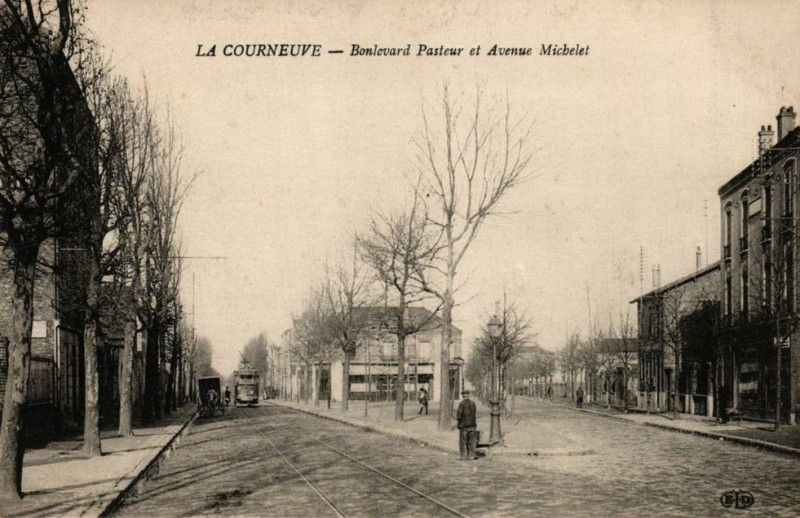 Carte postale ancienne La Courneuve.Boulevard Pasteur et avenue Michelet