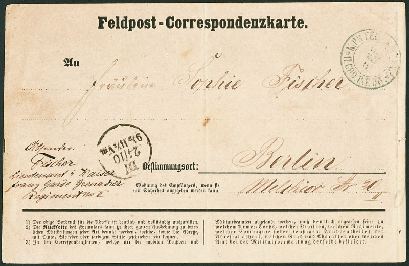 Carte postale ancienne Ndb 1870 Prussian Military Postal Card pm B002