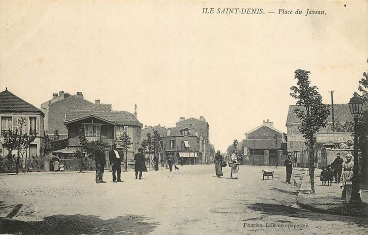 Carte postale ancienne Ile-Saint-Denis.Place du Javeau