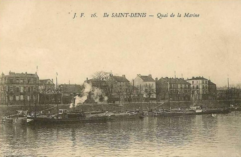 Carte postale ancienne Ile-Saint-Denis.Quai de la Marine
