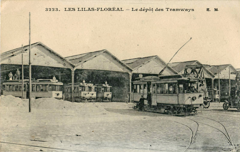 Carte postale ancienne Em 3223 - Les Lilas-Floreal - Le dépot des Tramways