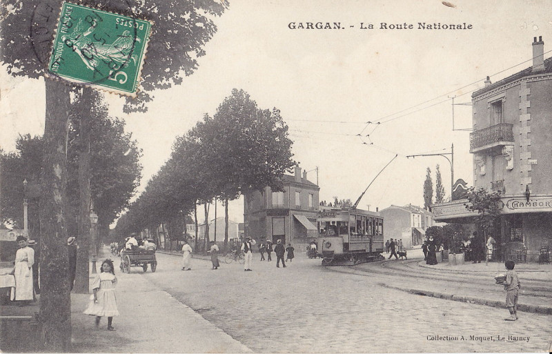 Carte postale ancienne Moquet - Gargan - La Route Nationale