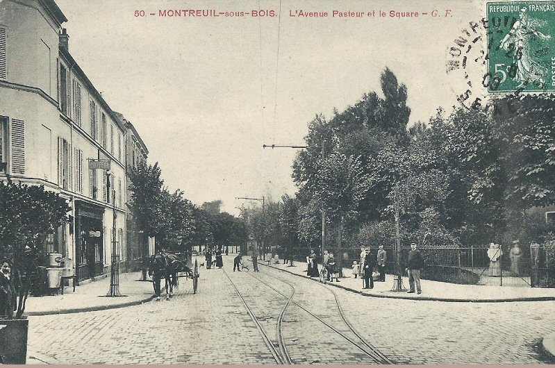 Carte postale ancienne Montreuil.Avenue Pasteur et square