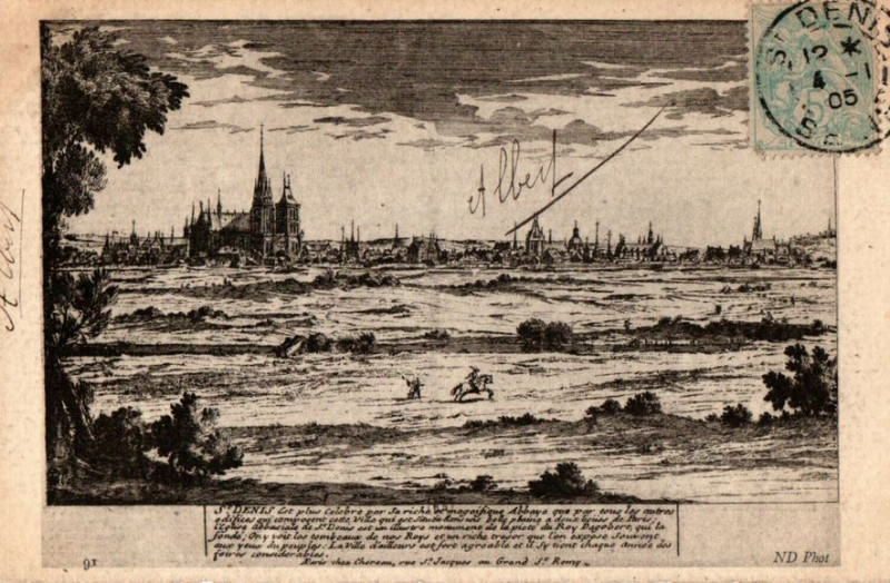 Carte postale ancienne Saint-Denis.Abbaye.Gravure