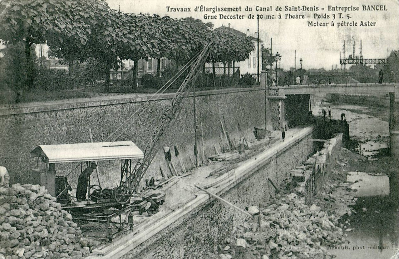 Carte postale ancienne Travaux d'élargissement du Canal de Saint Denis
