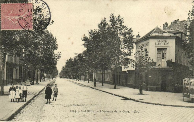 Carte postale ancienne L'Avenue de la Gare à Saint-Ouen-sur-Seine