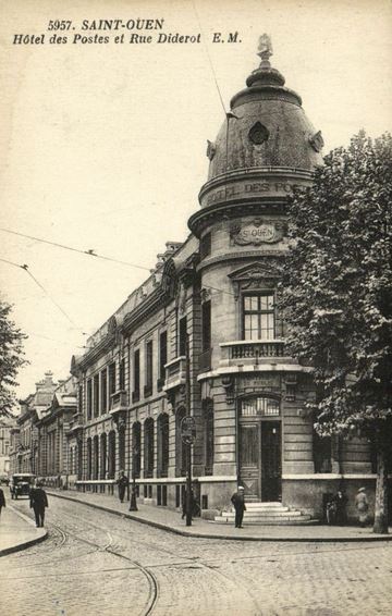 Carte postale ancienne Hôtel des Postes et Rue Diderot à Saint-Ouen-sur-Seine
