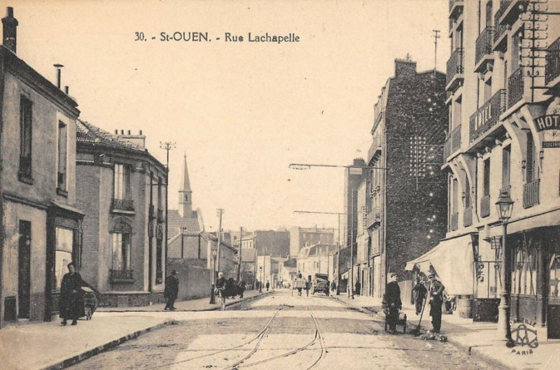 Carte postale ancienne Rue Lachapelle à Saint-Ouen-sur-Seine