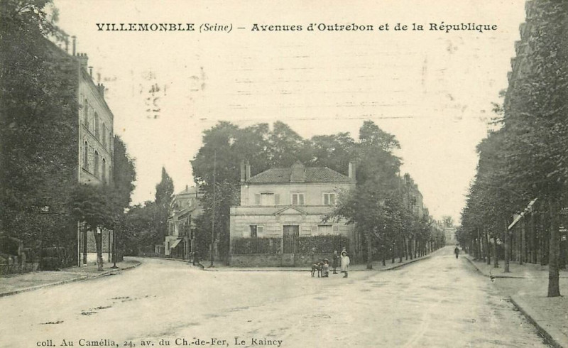 Carte postale ancienne Villemomble.Avenue d'Outrebon.Avenue de la République