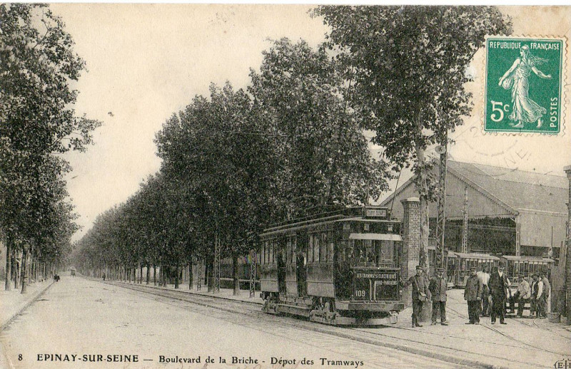 Carte postale ancienne Eld 8 - Epinay - Bd de la Briche - Dépôt des Tramways