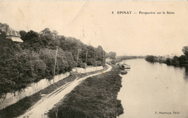 Carte postale ancienne Epinay S Seine Perspective sur la Seine