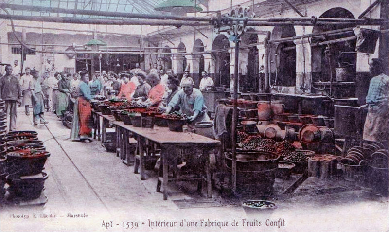 Carte postale ancienne Apt intérieur usine de fruits confits 1904
