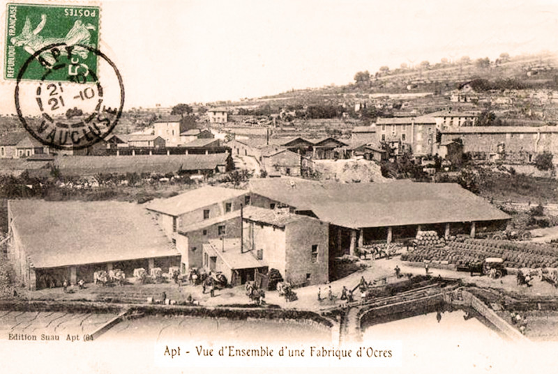 Carte postale ancienne Apt usine des Baumes -de la société des ocres de France en 1904