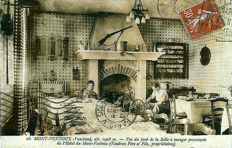 Carte postale ancienne Mont Ventoux Hôtel-restaurant Vendran intérieur
