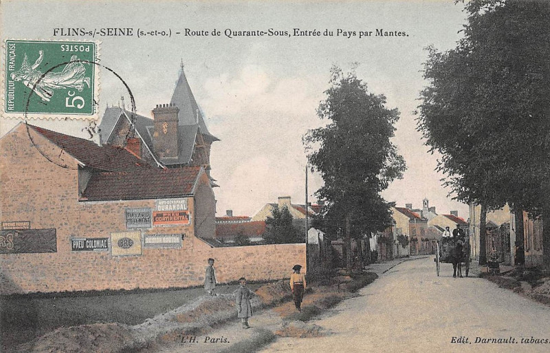 Carte postale ancienne L2663 - Flins-sur-Seine - Route de Quarante-Sous