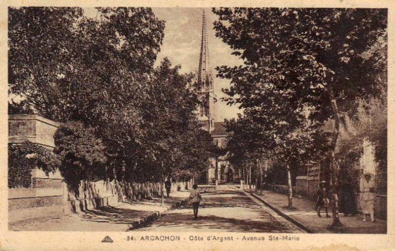 Carte postale ancienne Arcachon - avenue Sainte-Marie 3