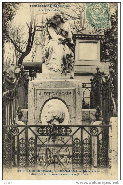 Carte postale ancienne Le Père-Lachaise - Frédéric Chopin à Paris 20e