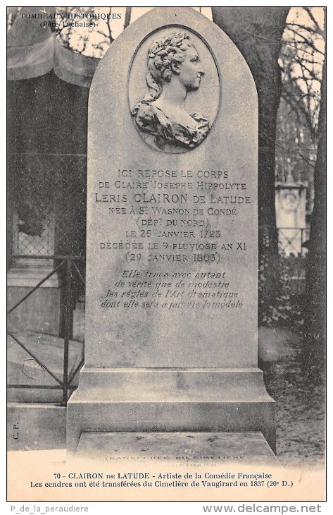 Carte postale ancienne Le Père-Lachaise - Clairon de Latude à Paris 20e