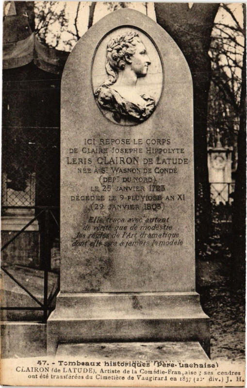 Carte postale ancienne Père-Lachaise - Clairon de Latude à Paris 20e