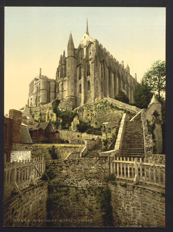 Carte postale ancienne Abbey from the ramparts, Mont St. Michel, France-LCCN2001698480