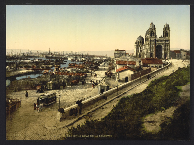 Carte postale ancienne Cathedral and Quay de la Joliette, Marseilles, France-LCCN2001698448