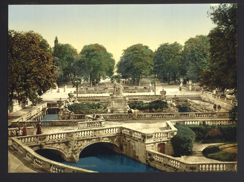 Carte postale ancienne Garden of the Fountains, Nîmes, France-LCCN2001698496